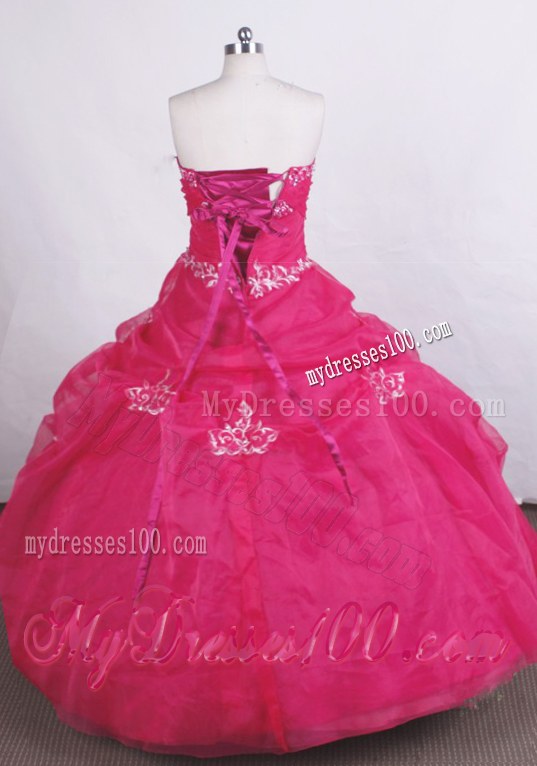 Trendy Appliques and Pick-ups Dress for Quinceanera in Hot Pink